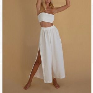 BAHHGOOSE Ike slit pants in white